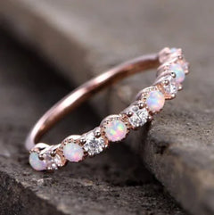 14K Rose Gold Opal Diamond Engagement Ring