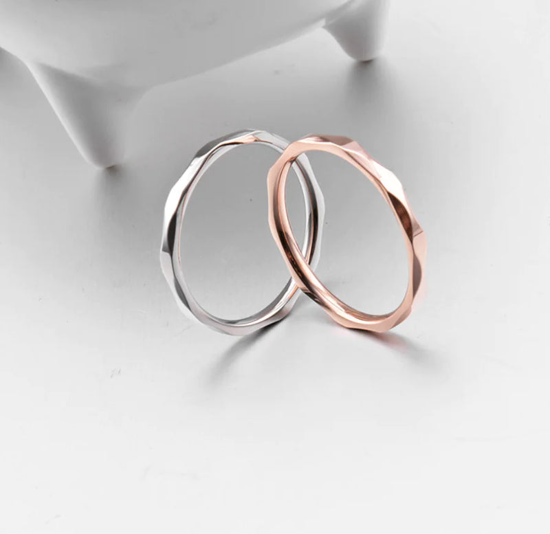 Korean Style Titanium Steel Couple Rings - Rose Gold