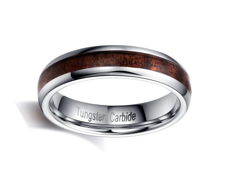 Custom Tungsten Wood Grain Wedding Ring - 6mm