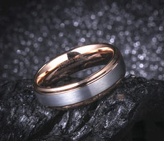 Couple's Rose Gold Tungsten Engagement Ring (Classic)