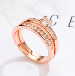 Rose Gold Diamond-Studded Ring Set