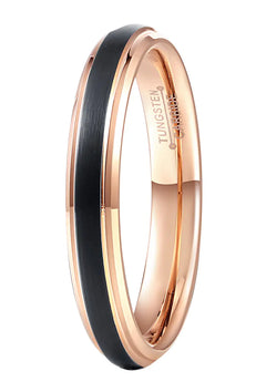 Double Groove Rose Gold Tungsten Steel Ring