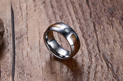 Men's Tungsten Wedding Ring with Zircon Inlay