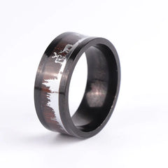 Stylish Wood Grain Silhouette Stainless Steel Ring