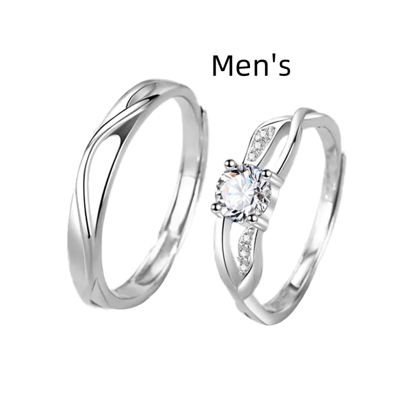 Simple Moissanite Diamond Couple Ring