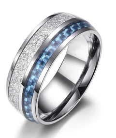 Stainless Steel Carbon Fiber Men's Fashion Ring