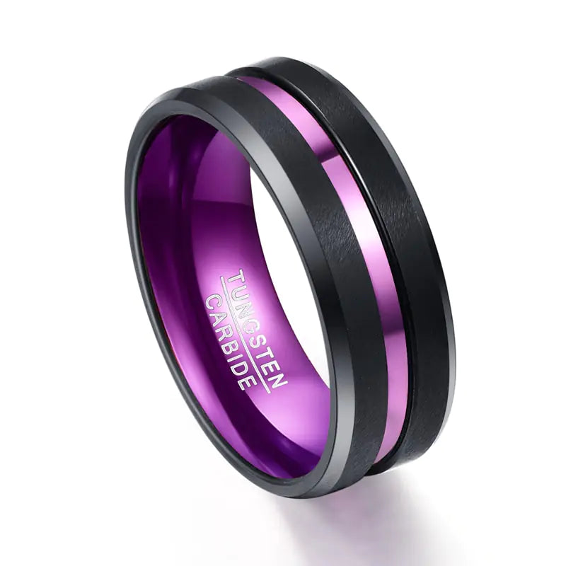 Purple Tungsten Carbide Ring for Men