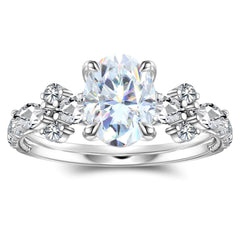 ONKAZO Moissanite Engagement Rings for Women 18K White Gold Plated Stealing Silver S925 Lab Created Diamond Anniversary Rings for Couples Wedding Bands for Her Promise Rings