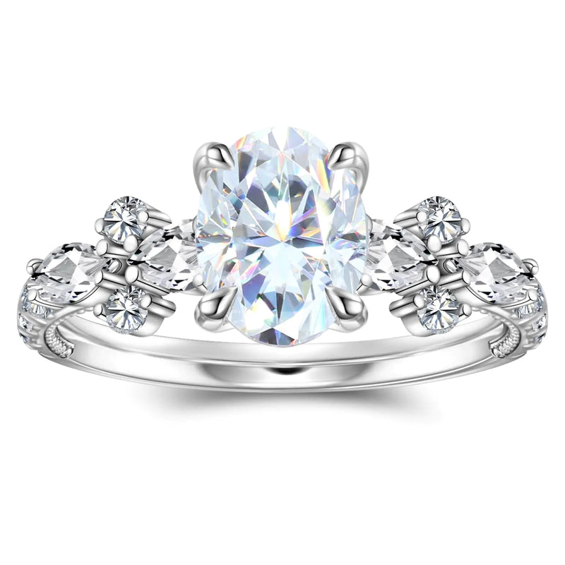 ONKAZO Moissanite Engagement Rings for Women 18K White Gold Plated Stealing Silver S925 Lab Created Diamond Anniversary Rings for Couples Wedding Bands for Her Promise Rings
