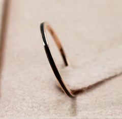 Black and White Epoxy Titanium Steel Rose Gold Ring