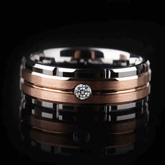 Diamond-Inlaid Tungsten Wedding Ring