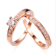 Rose Gold Diamond-Studded Ring Set