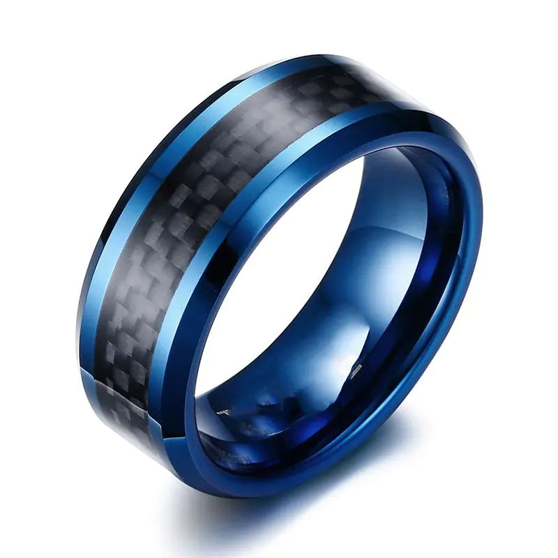 Black Carbon Fiber Tungsten Steel Ring (European/American)