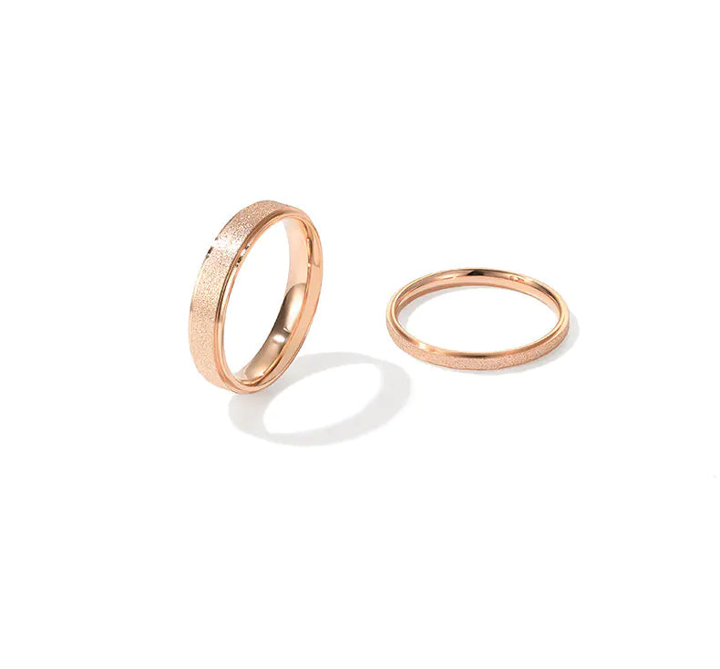 18K Rose Gold Matte Ring for Women, Titanium Steel