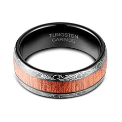 Men's Wood Grain Tungsten Ring - Custom High-End Design