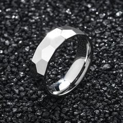 Men's Irregular Polished Titanium Steel Diamond Ring