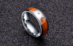 Stainless Steel TikTok Ring with Diamond Wood Grain