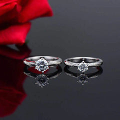 Silver Six-Prong Moissanite Diamond Engagement Ring