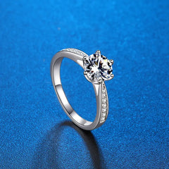 S925 Silver D Color Moissanite 1 Carat Ring with Certificate