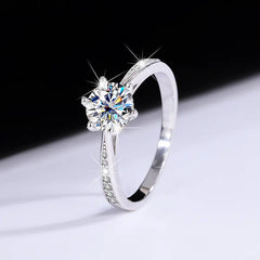Women's Moissanite Six Claw Sterling Silver Ring