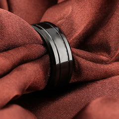 Men's Dual Line Tungsten Ring with Black Finish