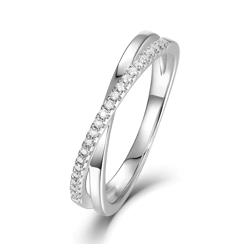 Korean Style Moissanite Cross Ring in S925 Silver