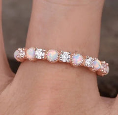 14K Rose Gold Opal Diamond Engagement Ring