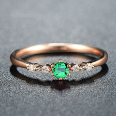 Emerald Plated 18K Rose Gold Ring