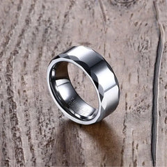 Tungsten Steel Smooth Face Ring for Men