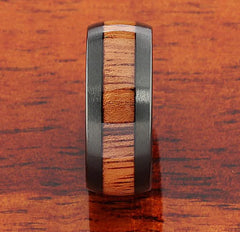 Stylish Black Tungsten Wood Grain Ring for Men