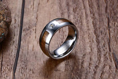Men's Tungsten Wedding Ring with Zircon Inlay