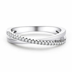 Korean Style Moissanite Cross Ring in S925 Silver