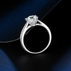 S925 Silver D Color Moissanite 1 Carat Ring with Certificate