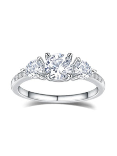 CYW Three Stone Engagement Ring Size 7 Sterling Silver Moissanite Anniversary Rings for Women