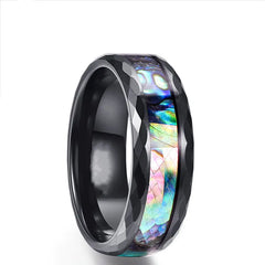 Men's 8mm Black Inlaid Shell Ring