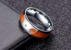 Stainless Steel TikTok Ring with Diamond Wood Grain