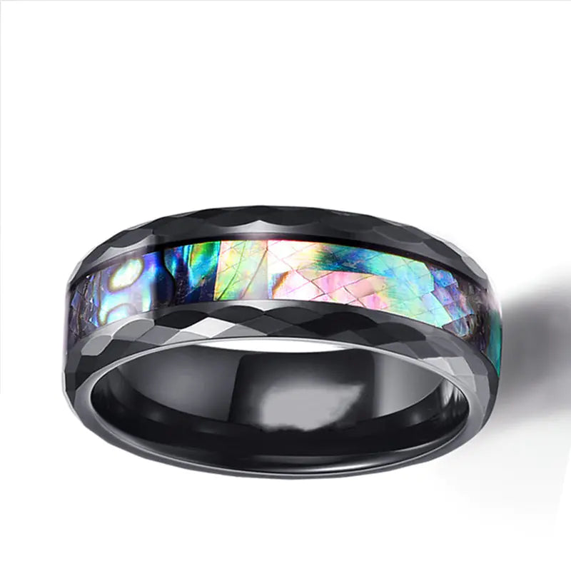 Men's 8mm Black Inlaid Shell Ring