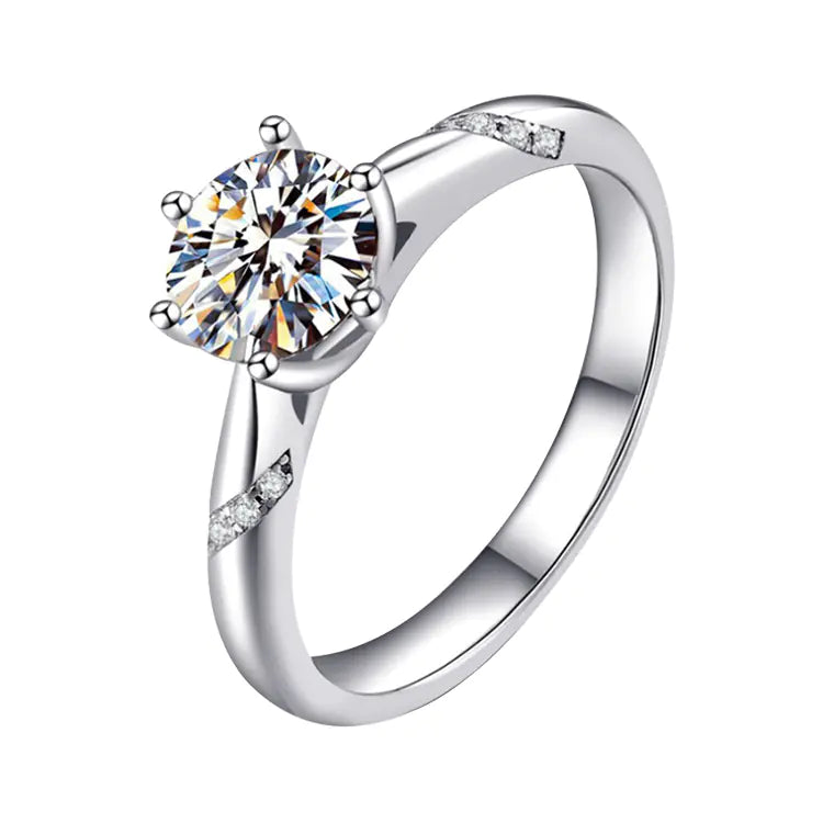 Custom 18K White Gold Moissanite Engagement Ring