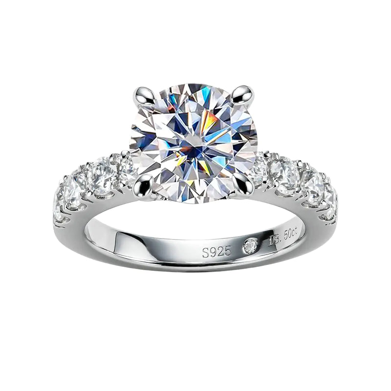AnuClub Moissanite Engagement Ring 4.3cttw D Color Round Cut 925 Sterling Silver Eternity Wedding Promise Anniversary Band Ring Christmas Gift for Women 7