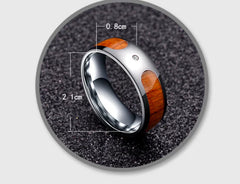Stainless Steel TikTok Ring with Diamond Wood Grain