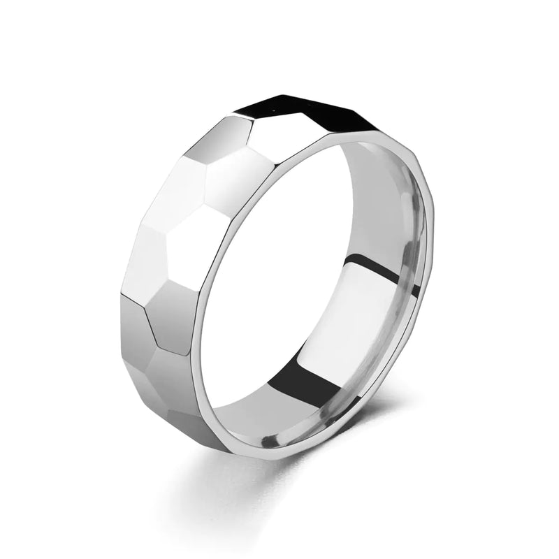 Men's Irregular Polished Titanium Steel Diamond Ring