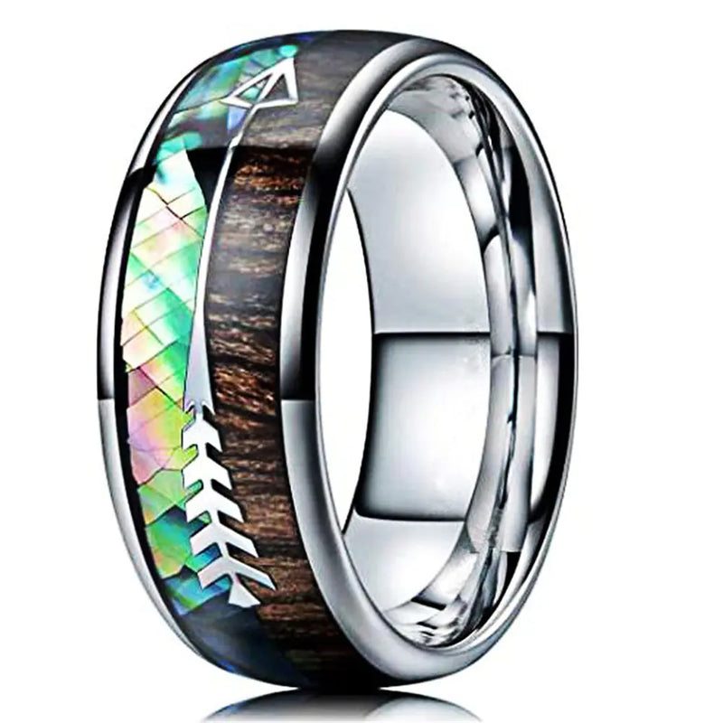 Natural Color Wood Grain Men's Titanium Steel Ring