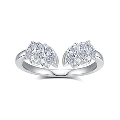 VAXOJEL Moissanite Rings for Women 1.1CTTW Moissanite Promise Ring Marquise Cut S925 Sterling Silver Ring Adjustable Open Twist Moissanite Wedding Band for Wedding Anniversary (5.5)