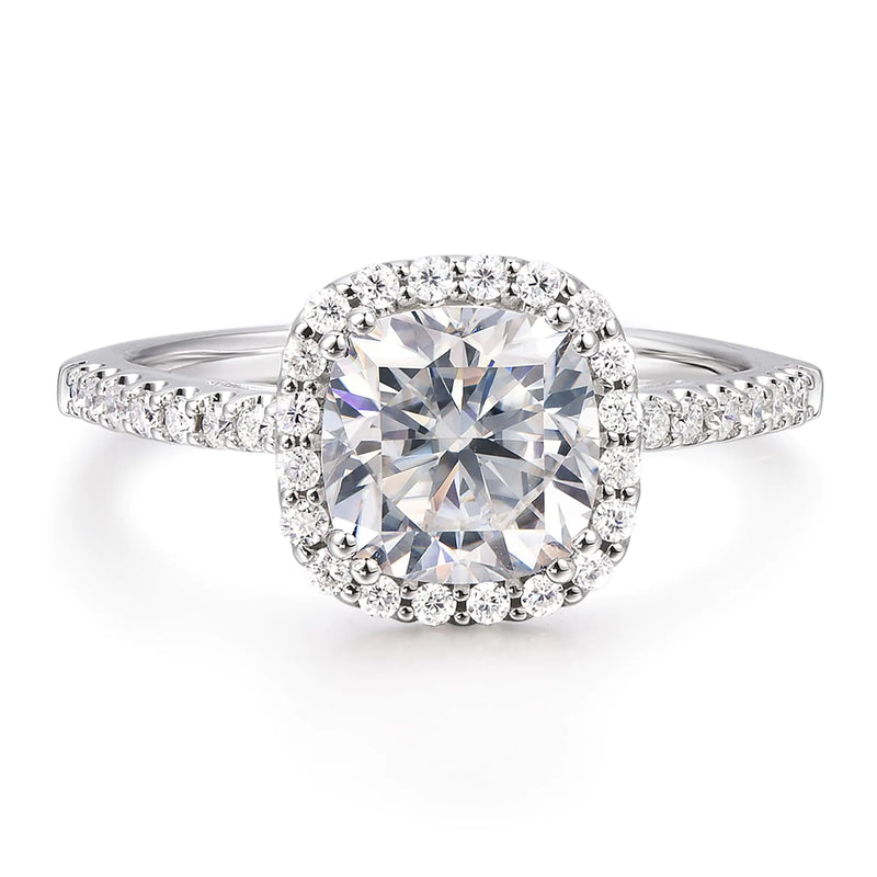 CGSRING Cushion Moissanite Rings 2 Carat Cushion Cut Moissanite Engagement Ring Cushion Halo Engagement Ring Womens Moissanite Ring (9)