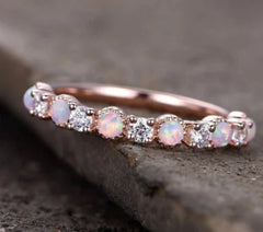 14K Rose Gold Opal Diamond Engagement Ring