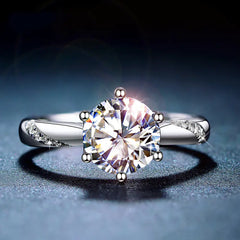 Silver Six-Prong Moissanite Diamond Engagement Ring