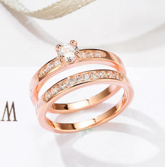 Rose Gold Diamond-Studded Ring Set