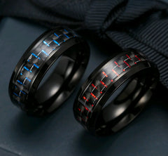 Fashionable Men's Titanium Steel Carbon Fiber Ring