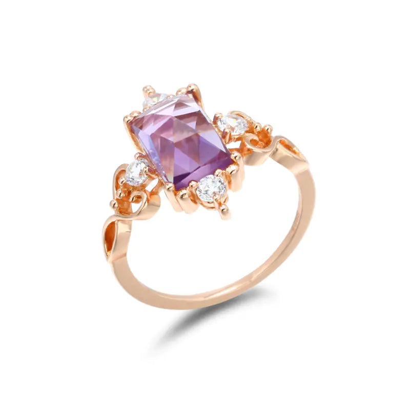 S925 Silver Natural Amethyst Heart-Shaped Ring