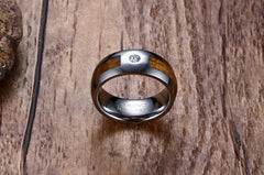 Men's Tungsten Wedding Ring with Zircon Inlay